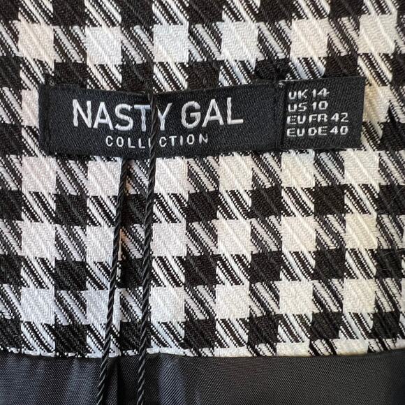 NASTY GAL Dog Days Oversized Black & White Houndstooth Blazer Size 14 - Picture 13 of 15